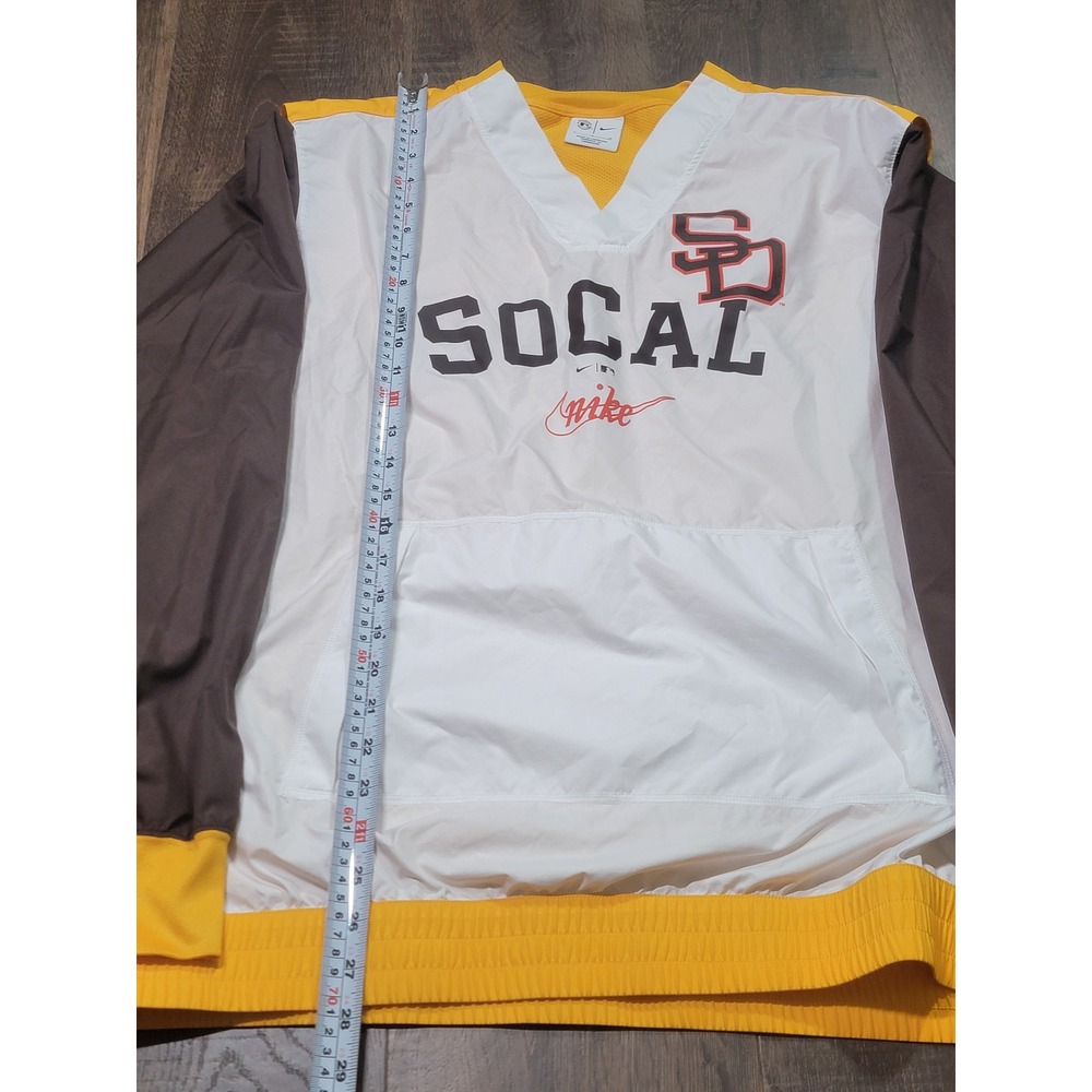 Nike San Diego Padres SOCAL MLB Pullover Windbreaker White Brown Gold Mens L